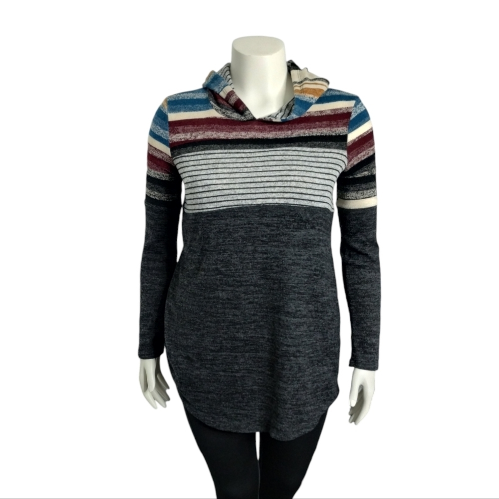 REBORN J Stripped Light Weight Sweater Hoodie Size Medium made‎ USA Streetwear